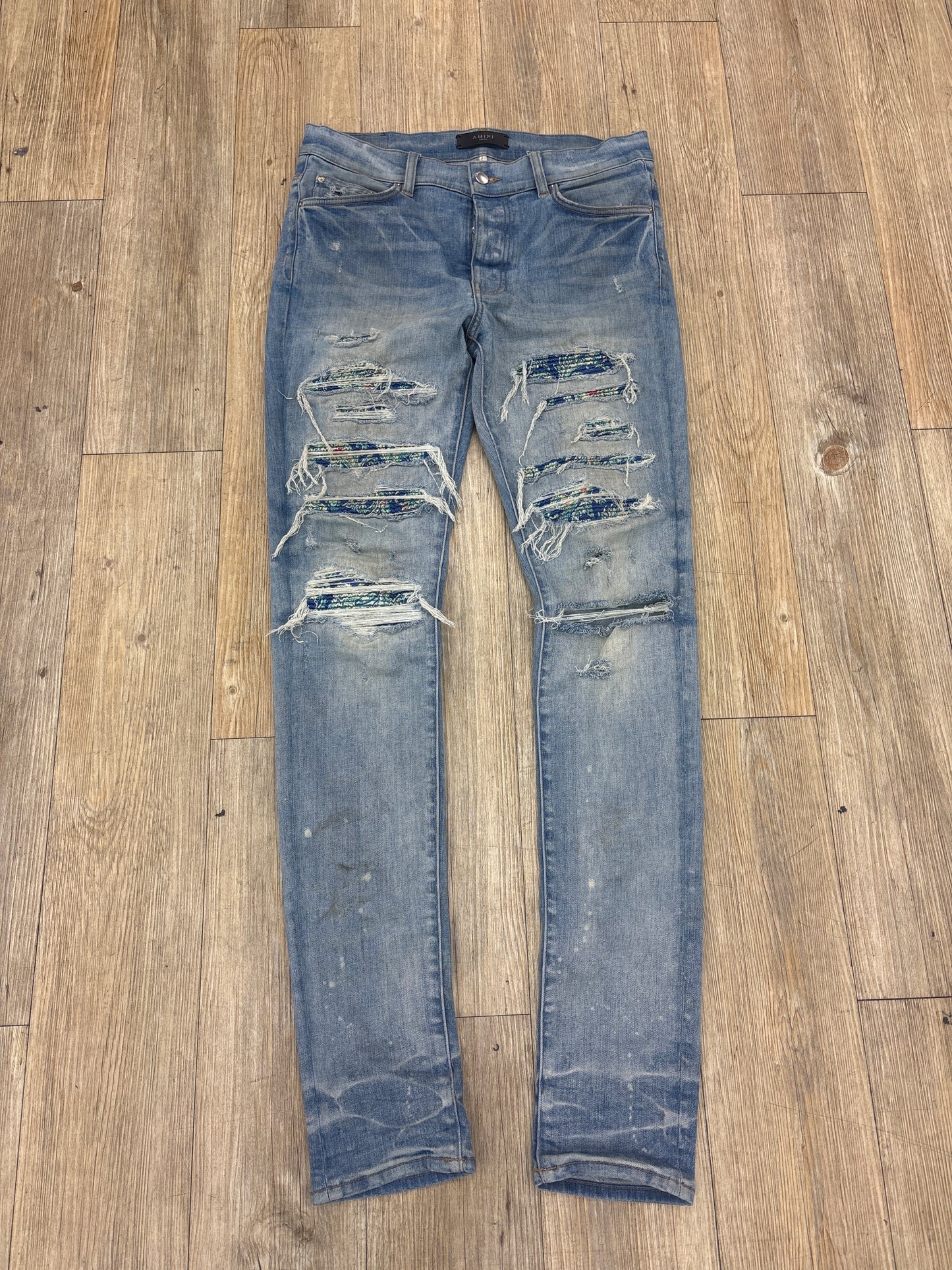 Amiri Silk PJ Thrasher Blue Jeans PRE-OWNED