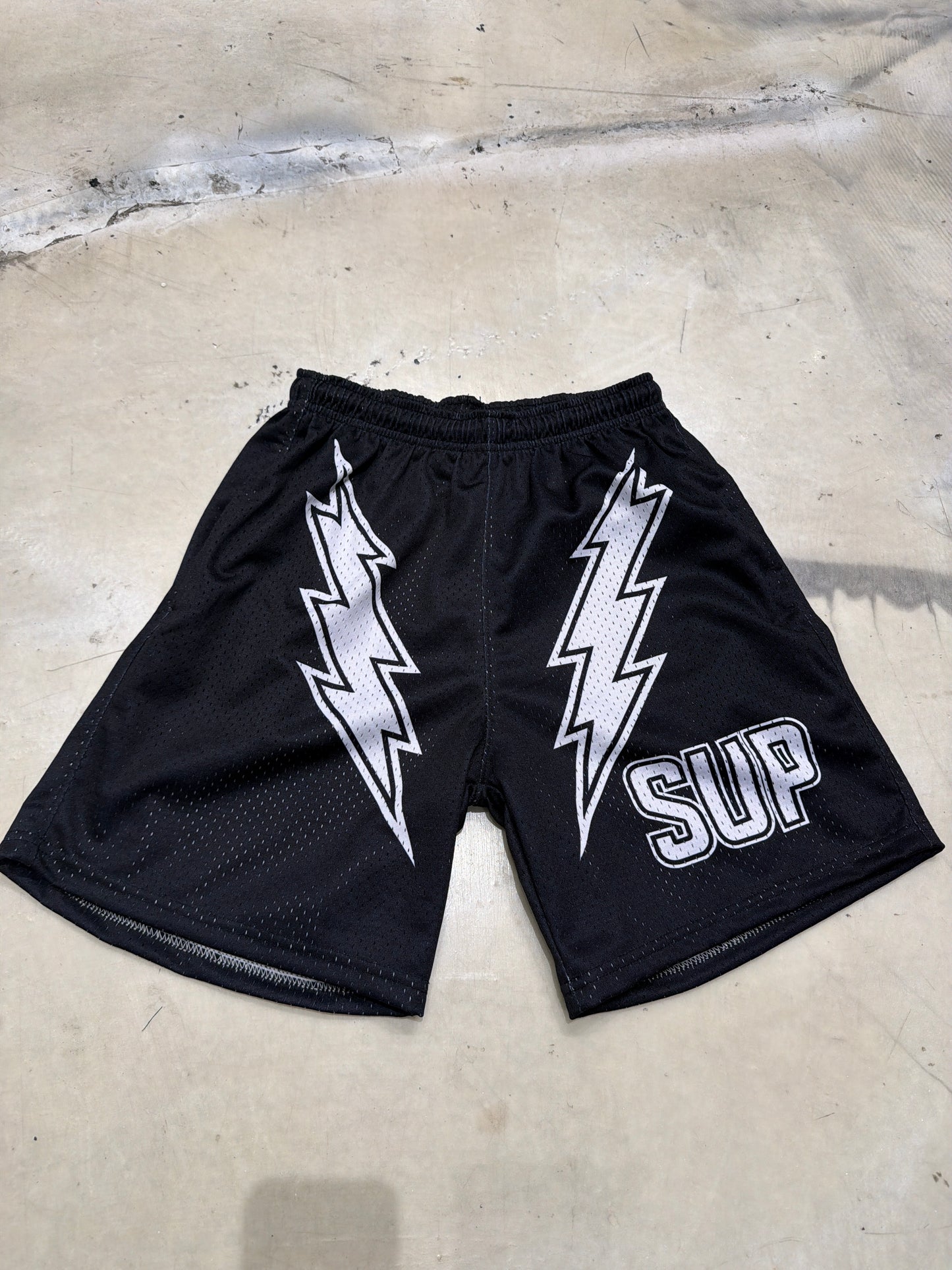 Sup Black and White Lightning Shorts