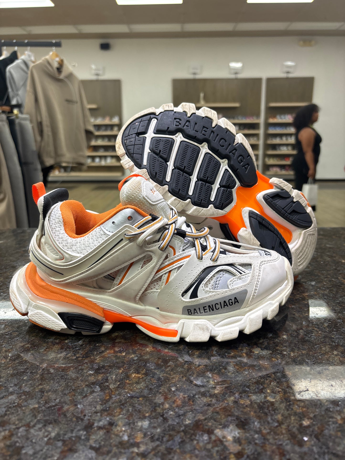 Balenciaga Tracks White/Orange PRE-OWNED NO BOX
