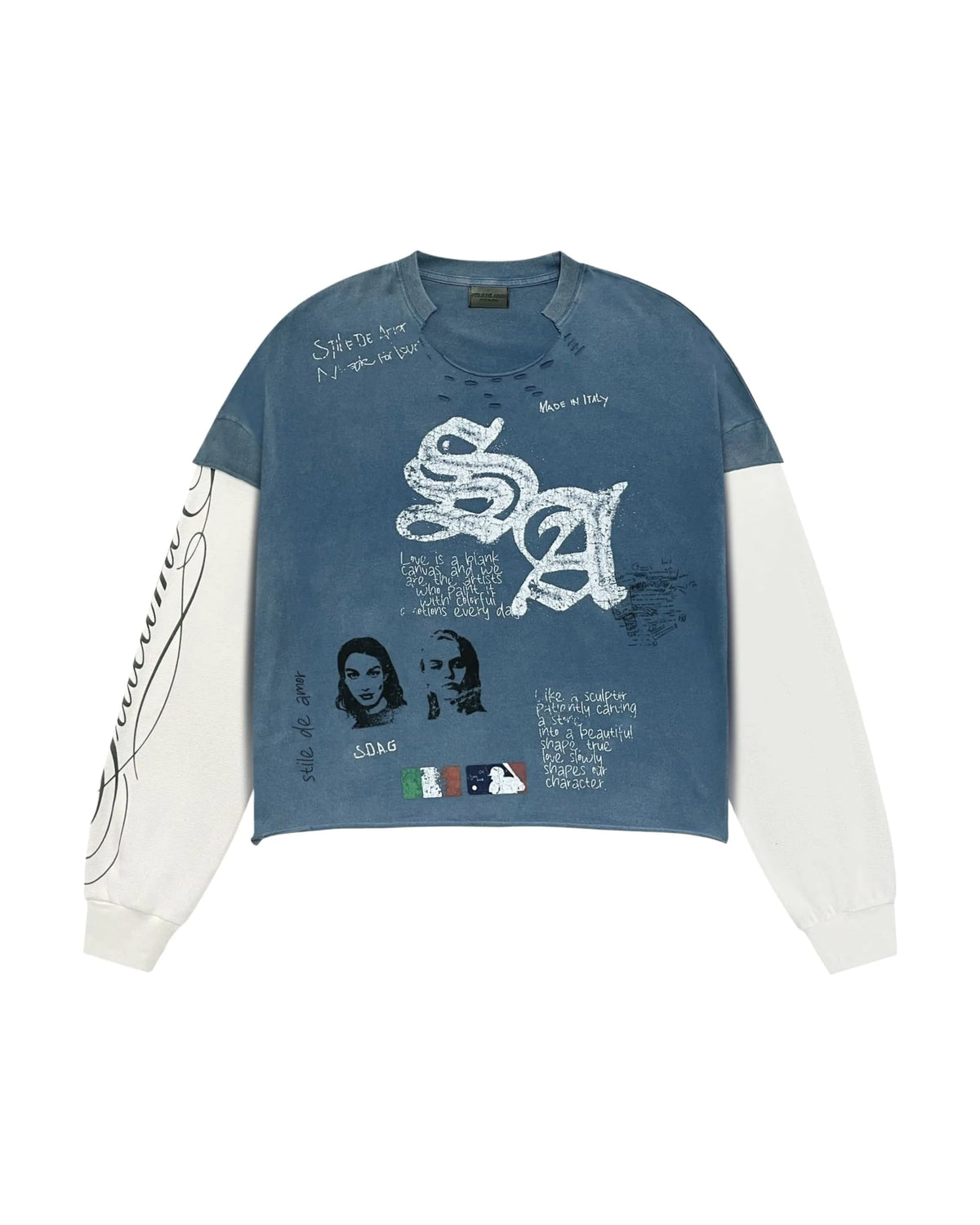 Stile de Amor Sqaudra Long Sleeve Thermal Tee Blue