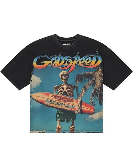 Godspeed “Skeleton SurfBoard” Black Tee