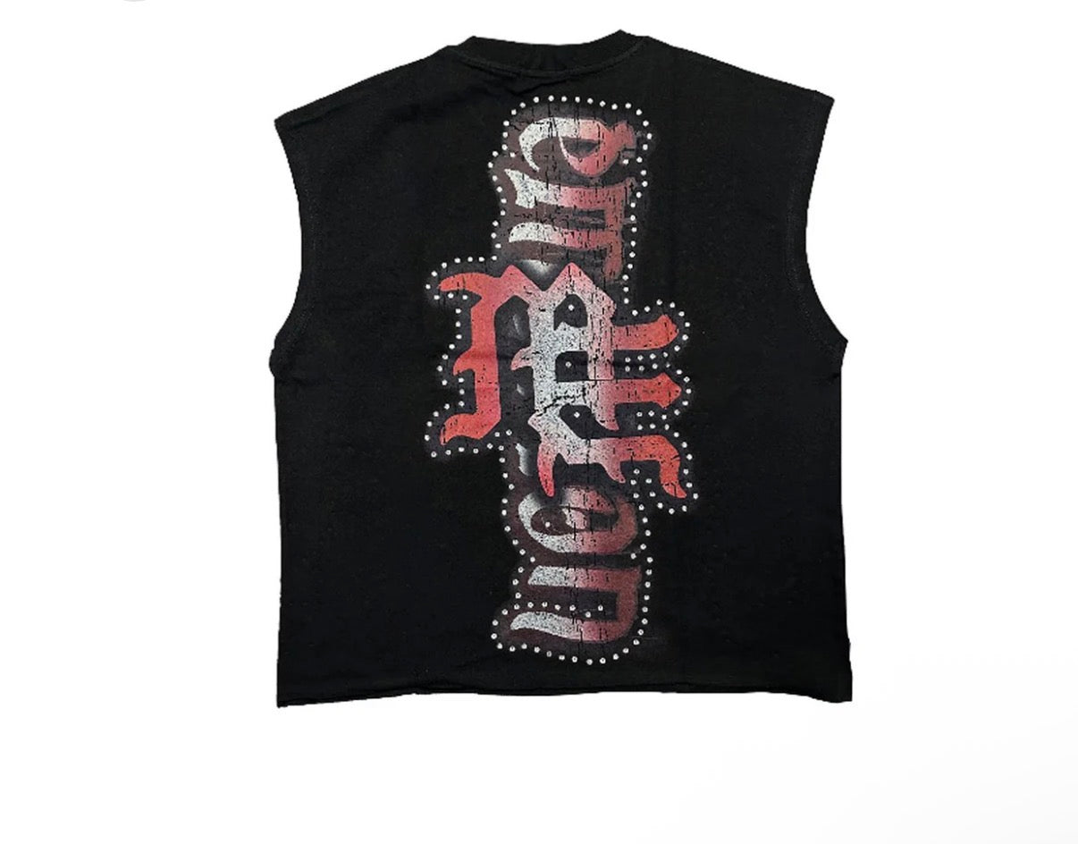 Mixed Emotion black sleeveless tee