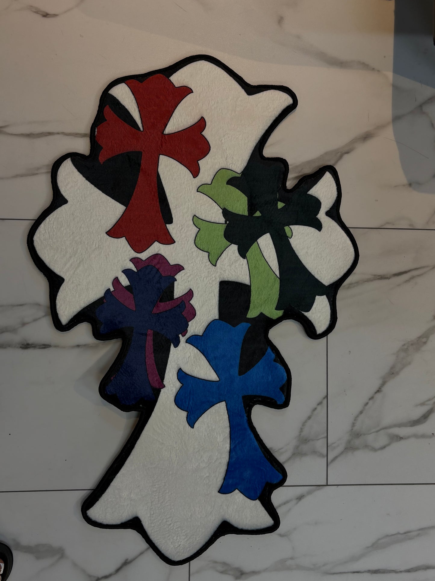 Chrome heart cross rug