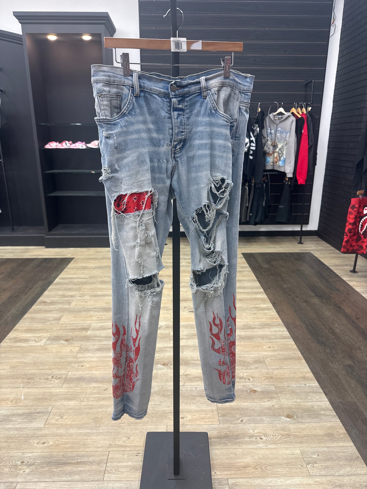 Amiri Red Flame Jeans Pre-Owned