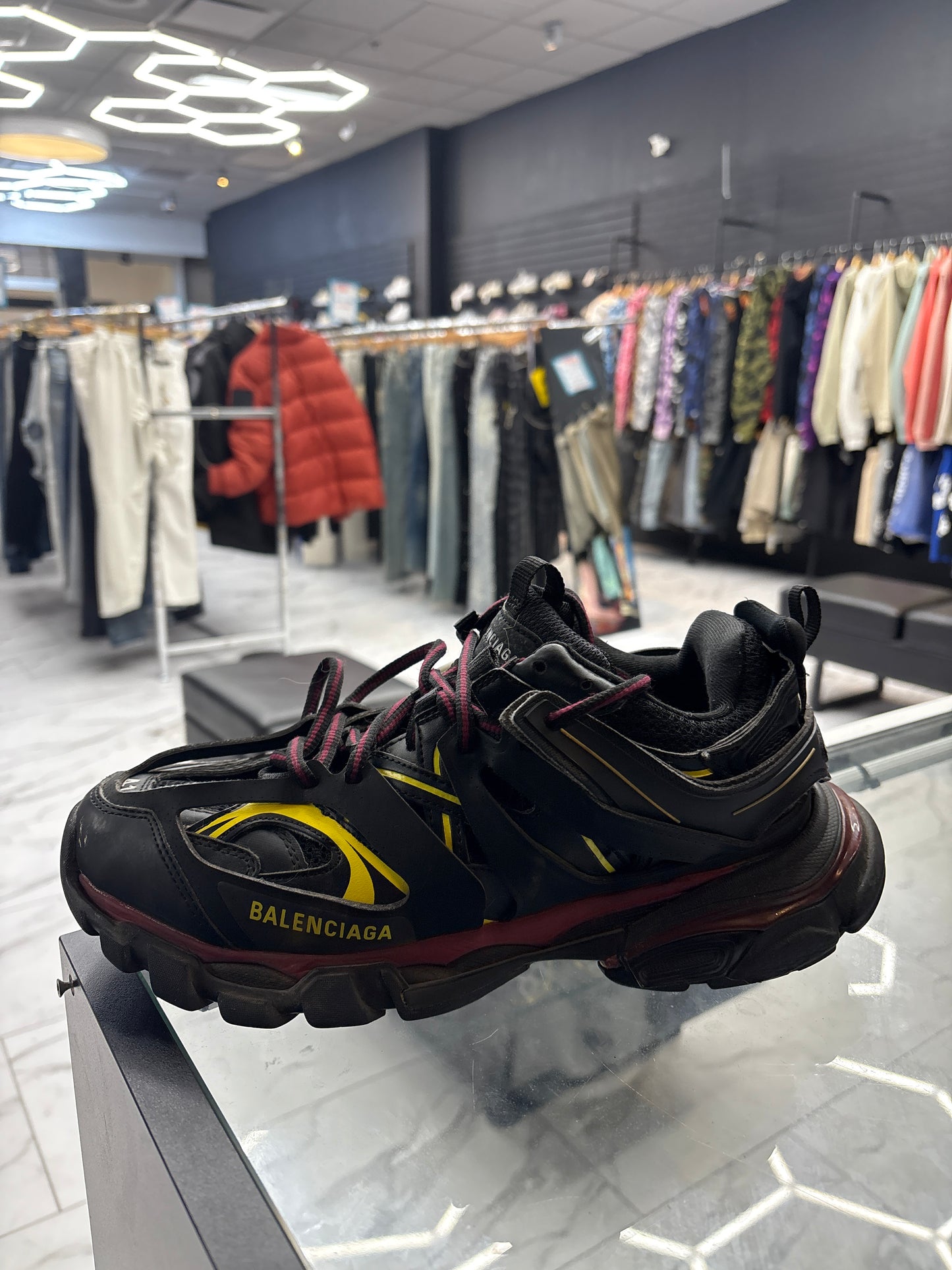Balenciaga tracks all black with red and yellow USED no box