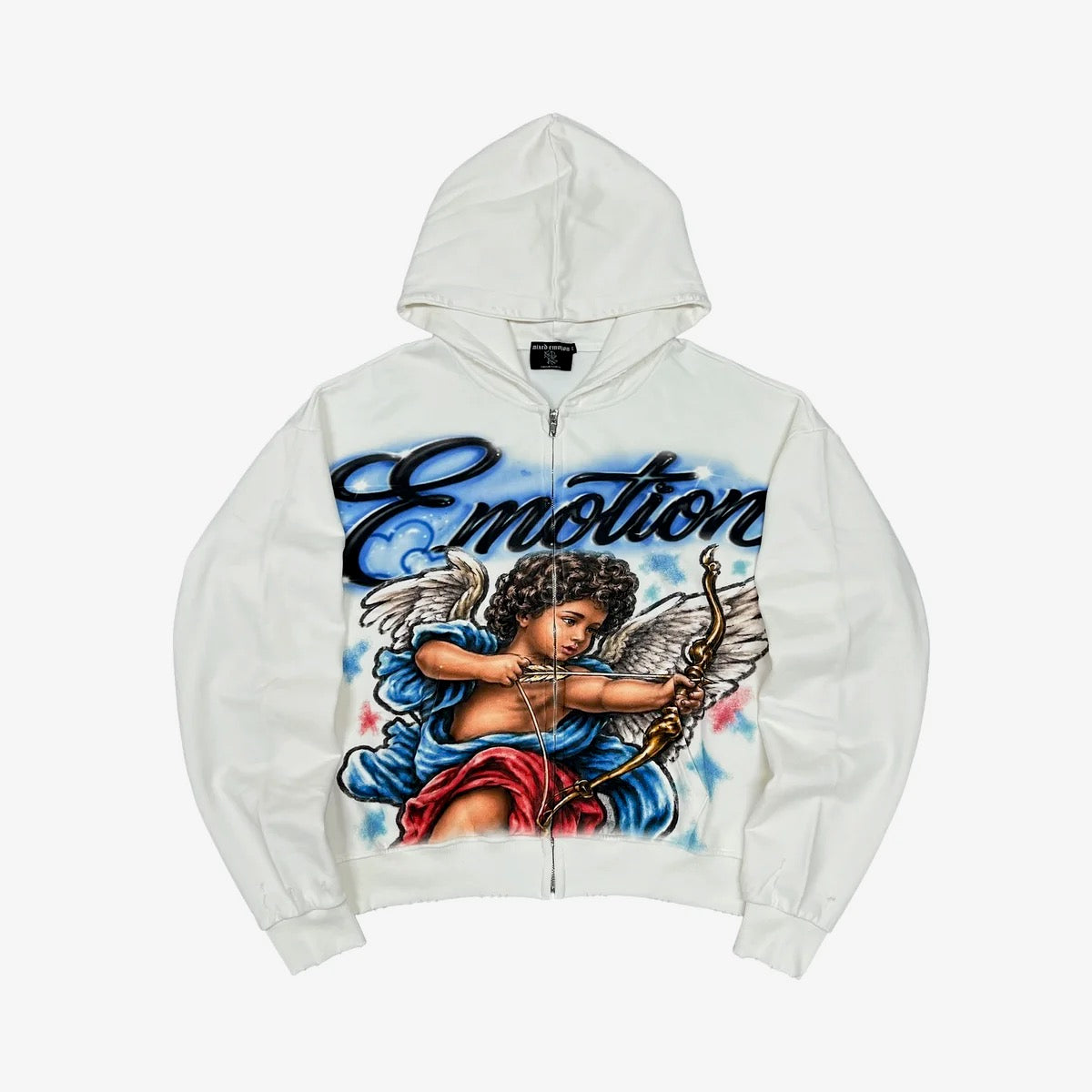 Mixed Emotion Cupids Arrow White Zip Up Hoodie