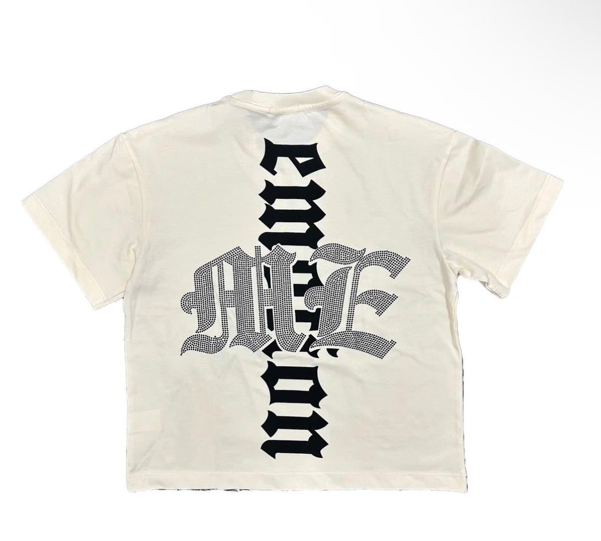 MIXED EMOTION BEACH RHINESTONE TEE CREAM