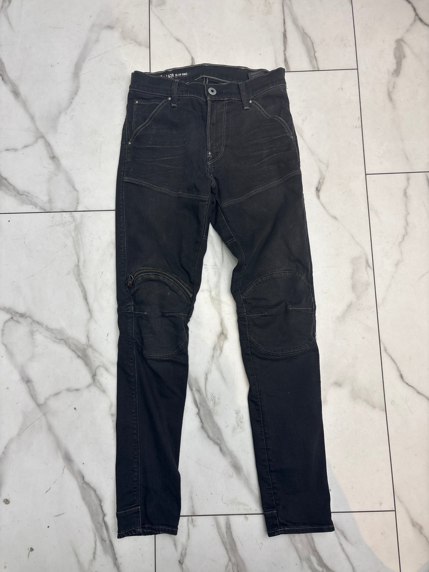 G star Black Biker Jeans USED