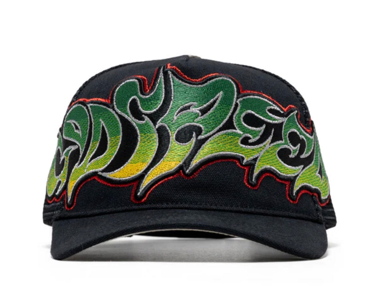 Godspeed GS Neo Trucker Hat (Black/Yellow/Red)