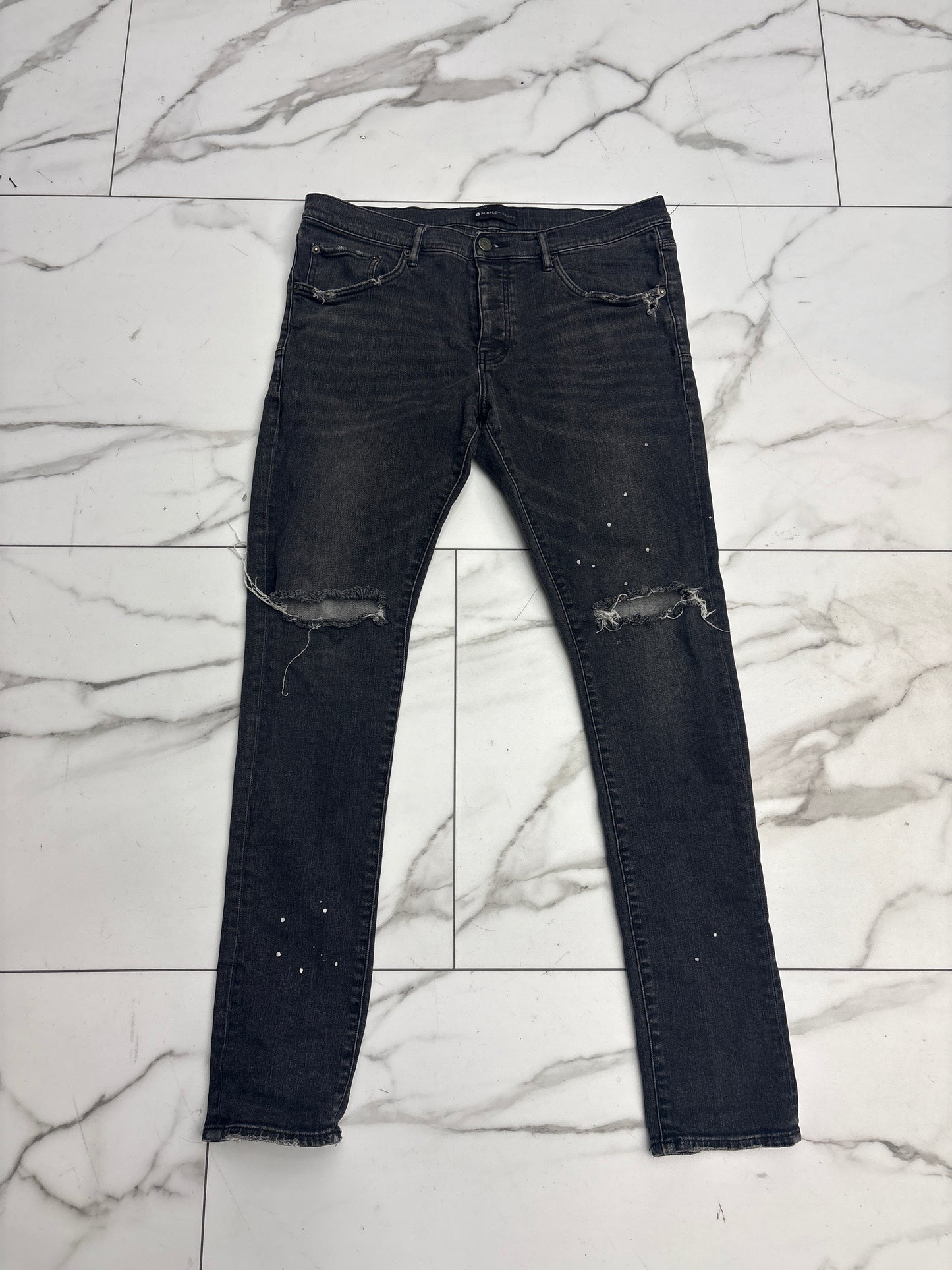 Purple Grey Double Knee Slit Jeans USED