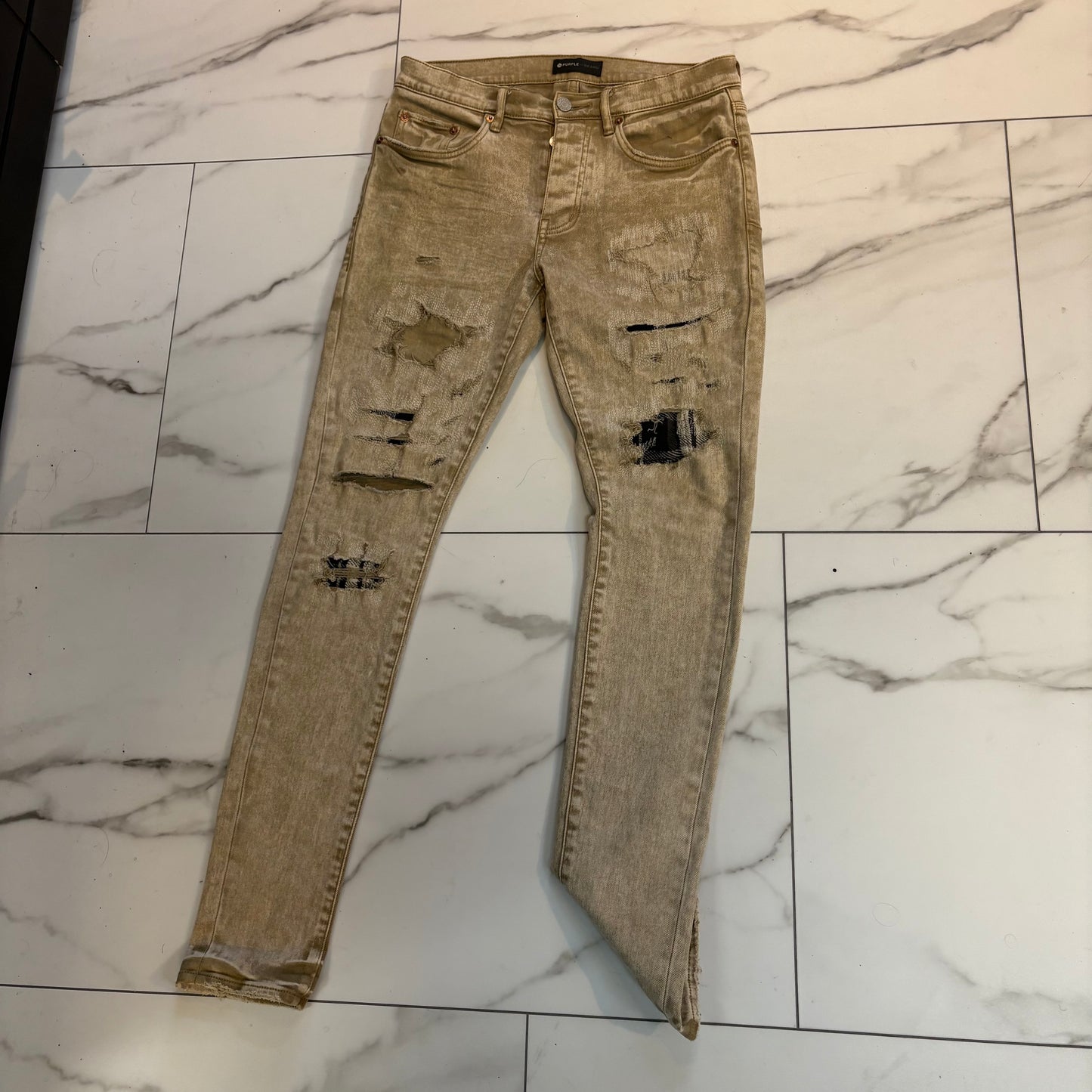 Beige Purple Jeans w back tag