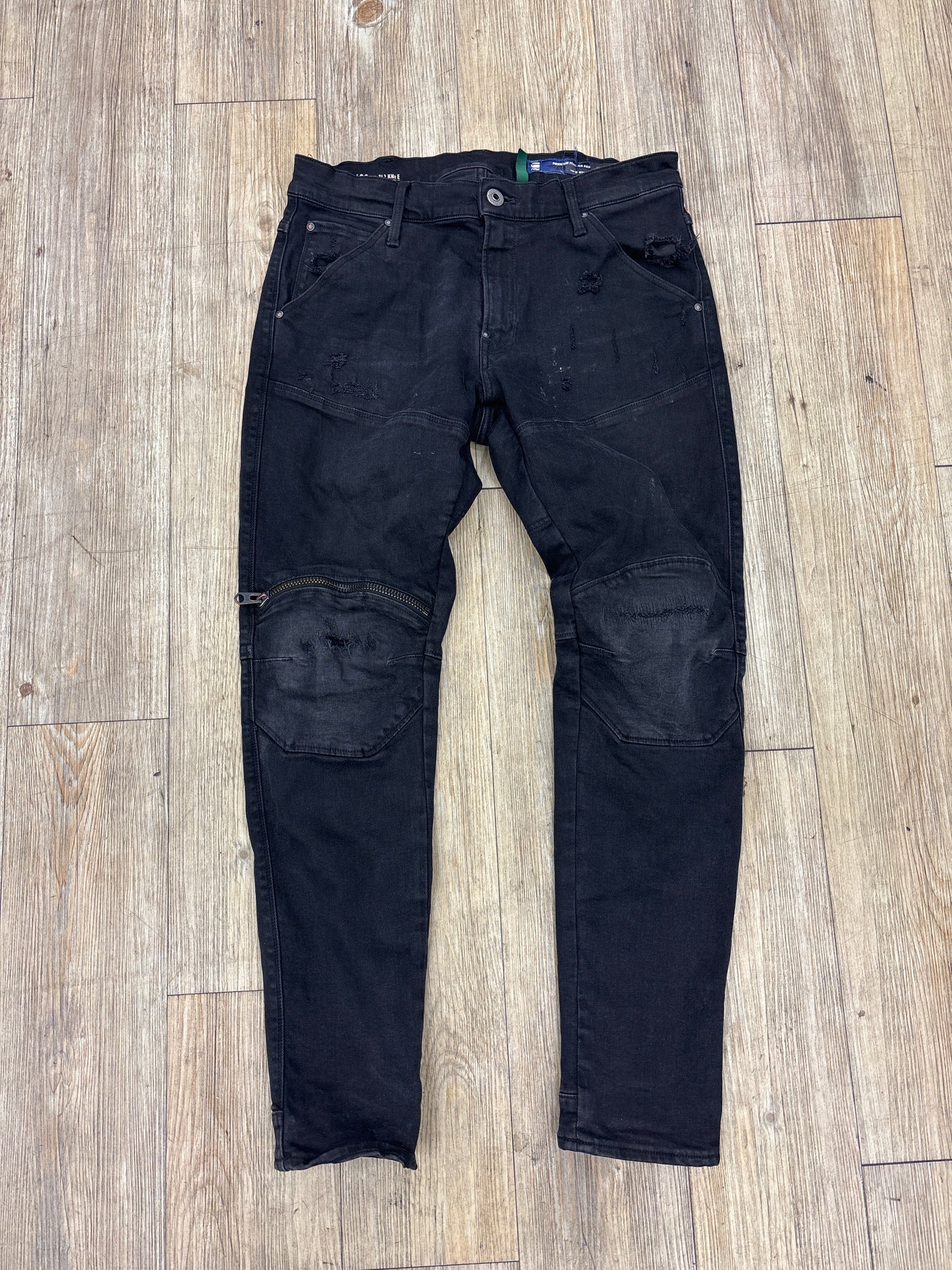 G Star Black Biker Jeans USED