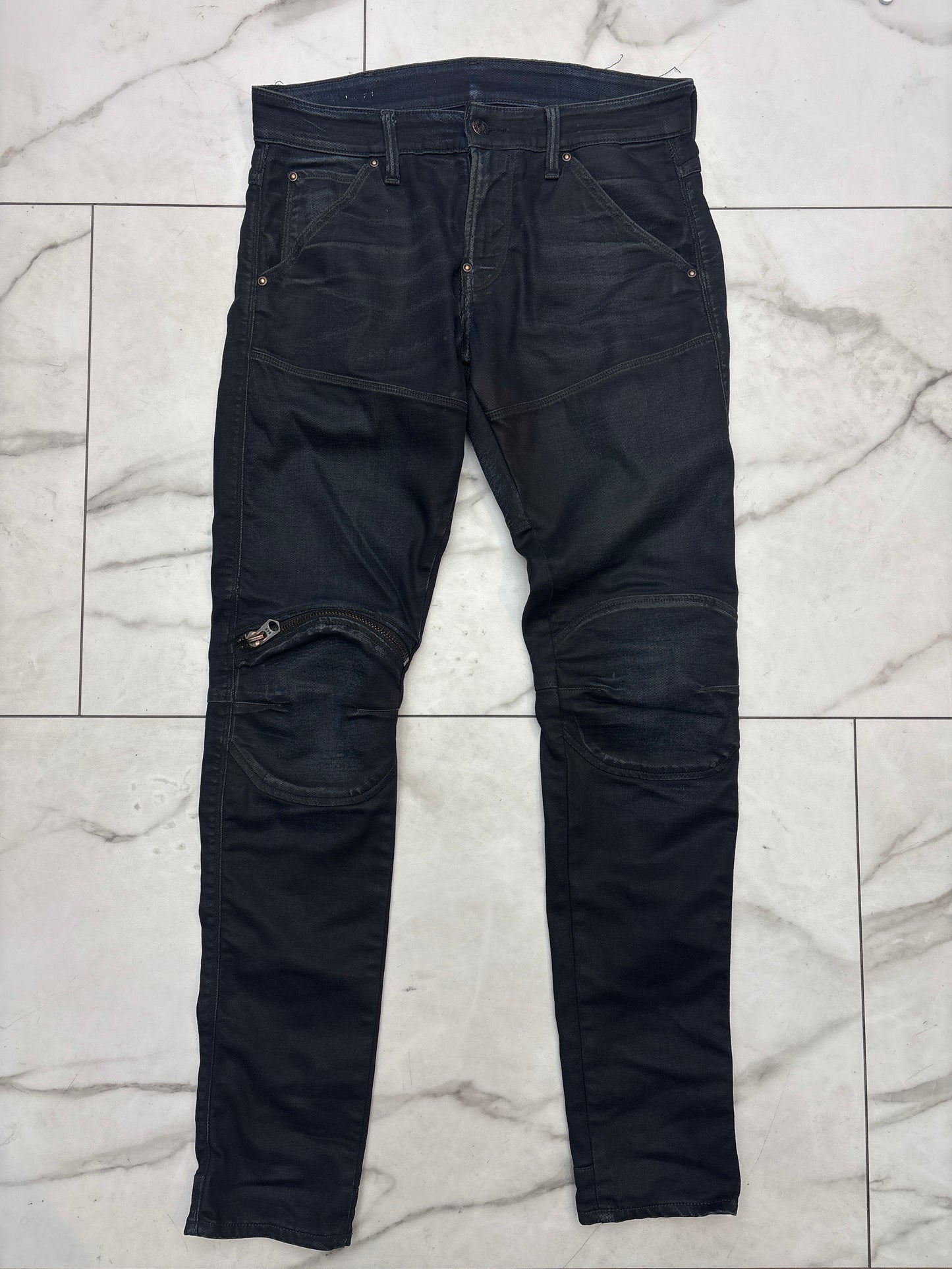 G-STAR BLUE DARK WASH BIKER JEANS PRE-OWNED