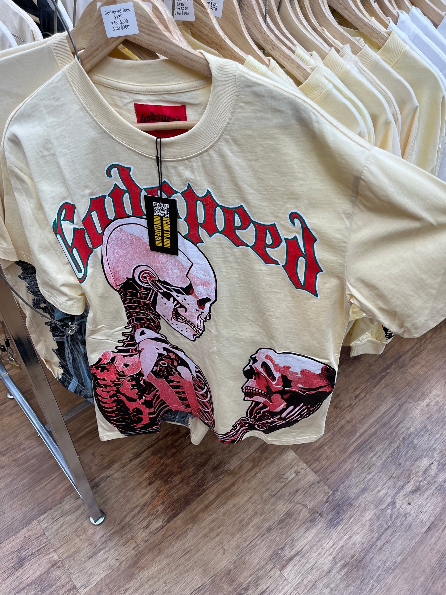 God speed cream skeleton tee