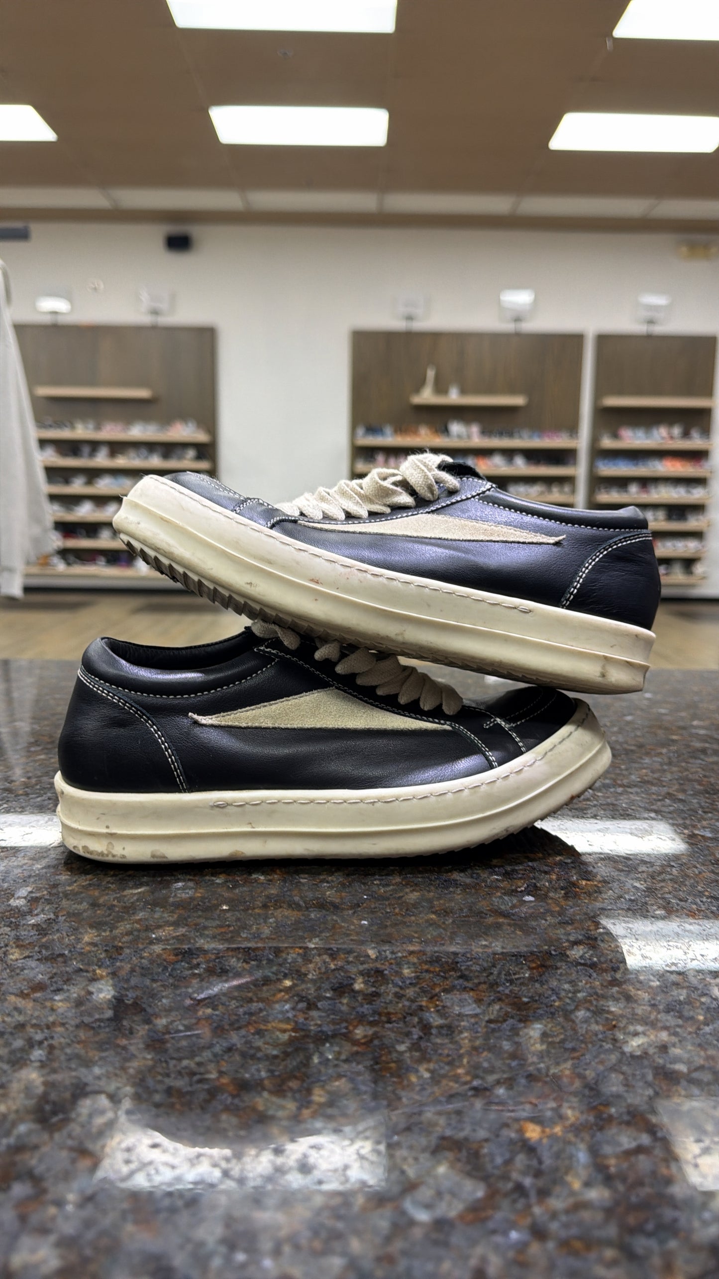 Rick Owen’s black and white leather preowned no box