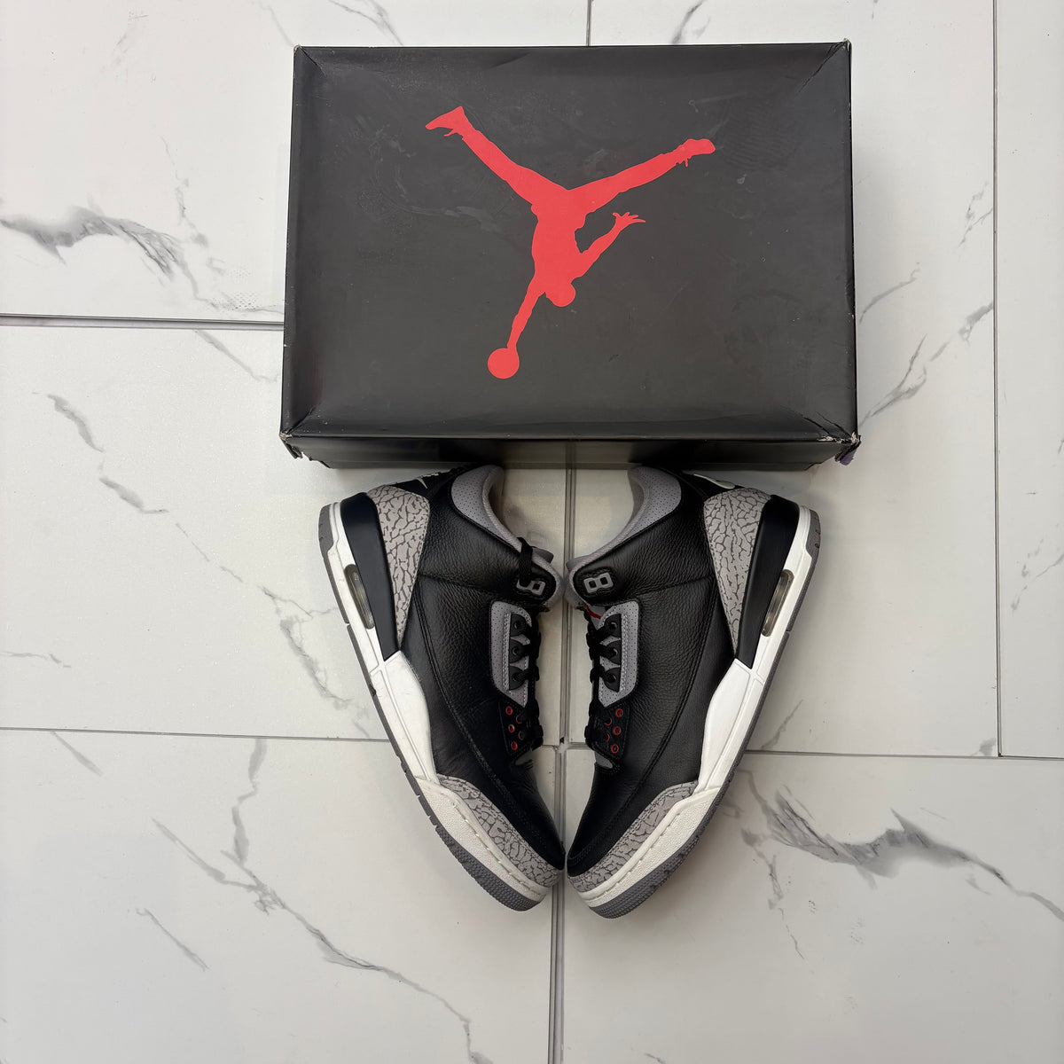 Jordan 3 black cement USED WITH BOX