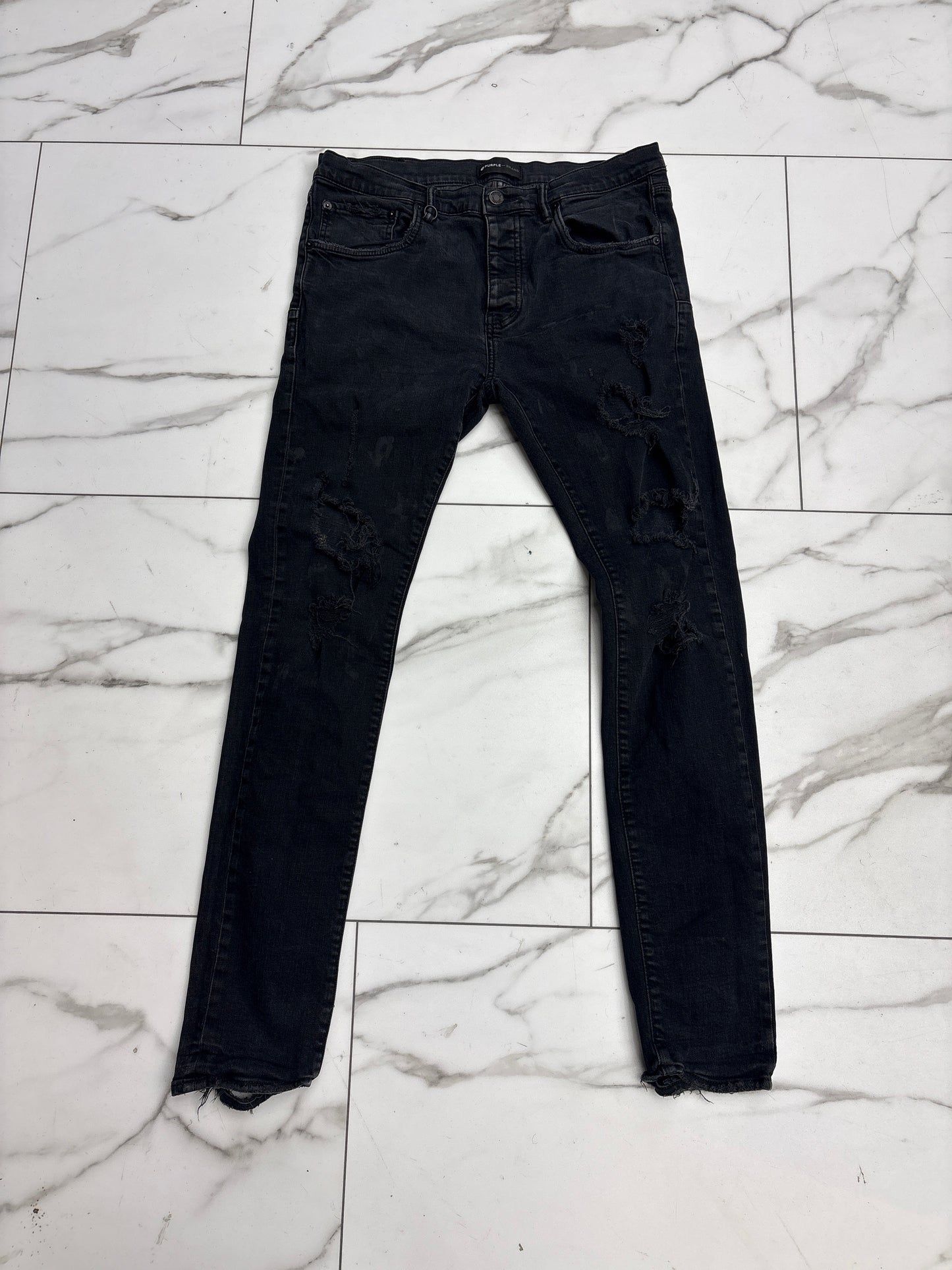 Purple Brand Black Ripped Skinny Jeans USED