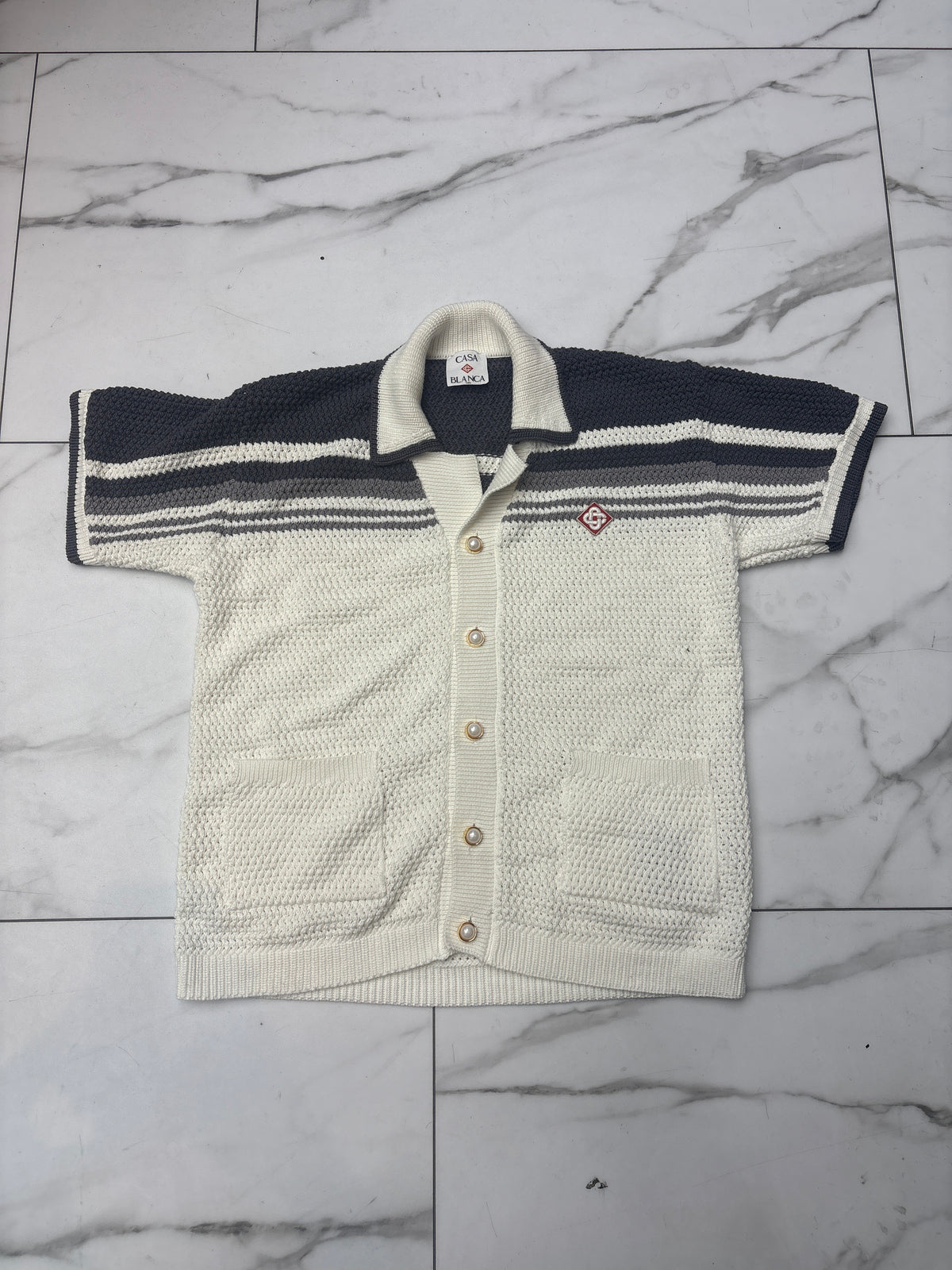 Casa Blanca Knitted Button Up Tee USED