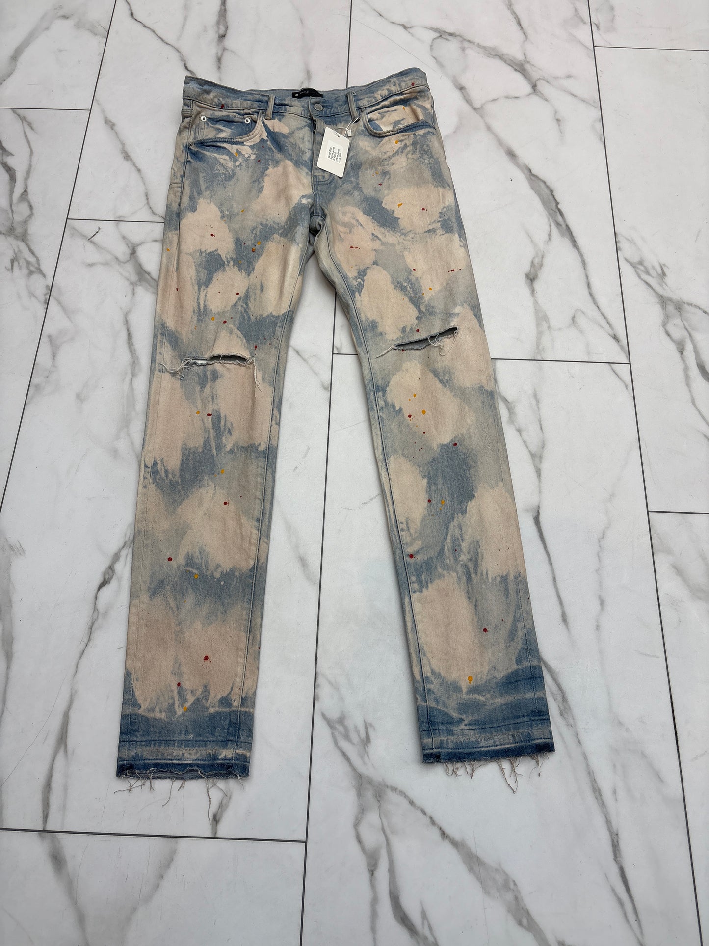 Cloud Blue Purple Jeans W Red & Yellow Spots PRE-OWNED