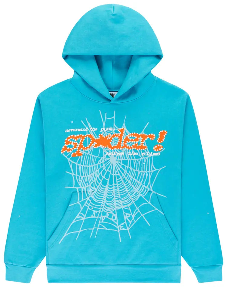 Sp5der Hoodie Cyan