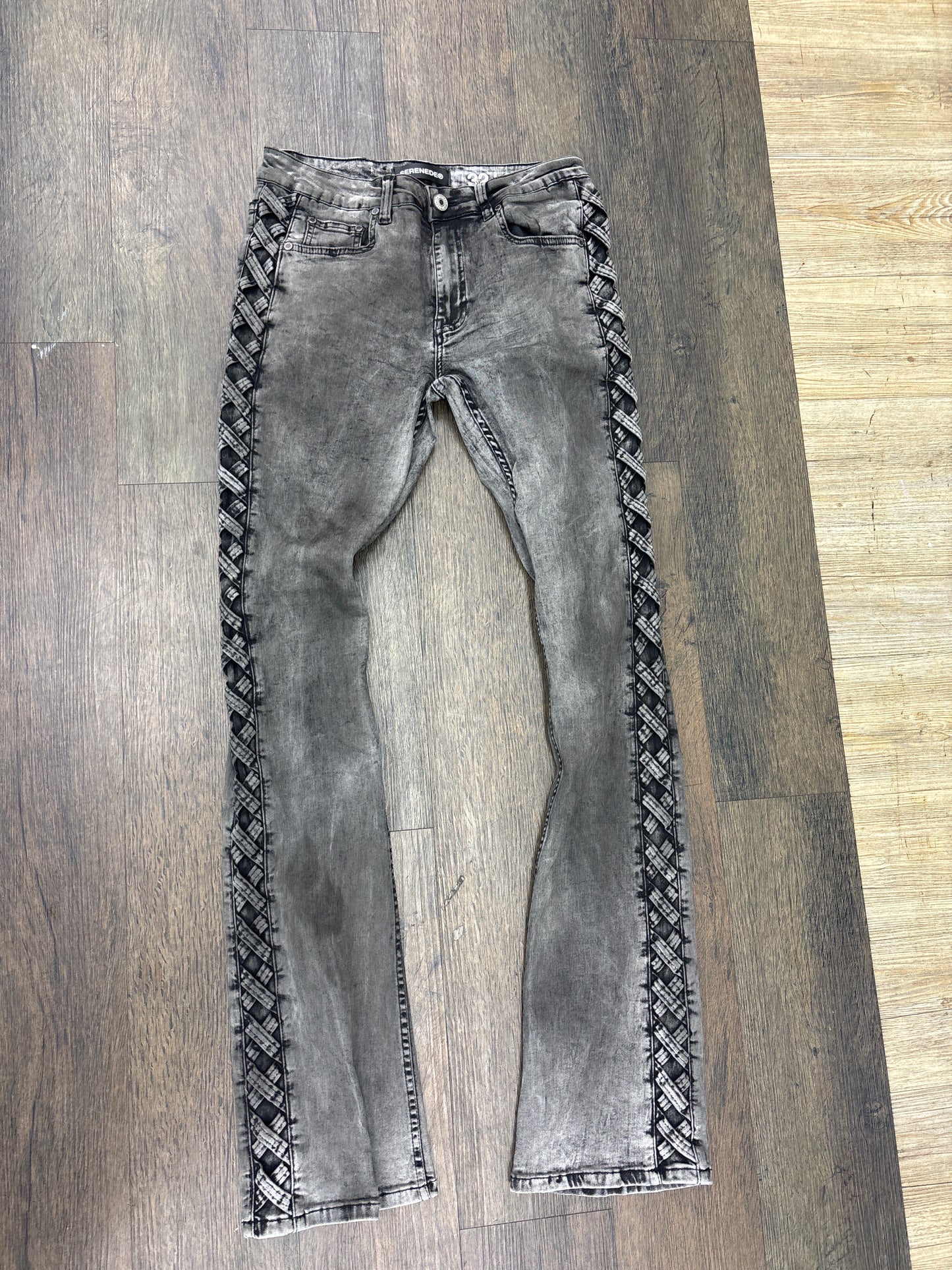 Serenede Black Washed Cross Pattern Jeans PRE-OWNED