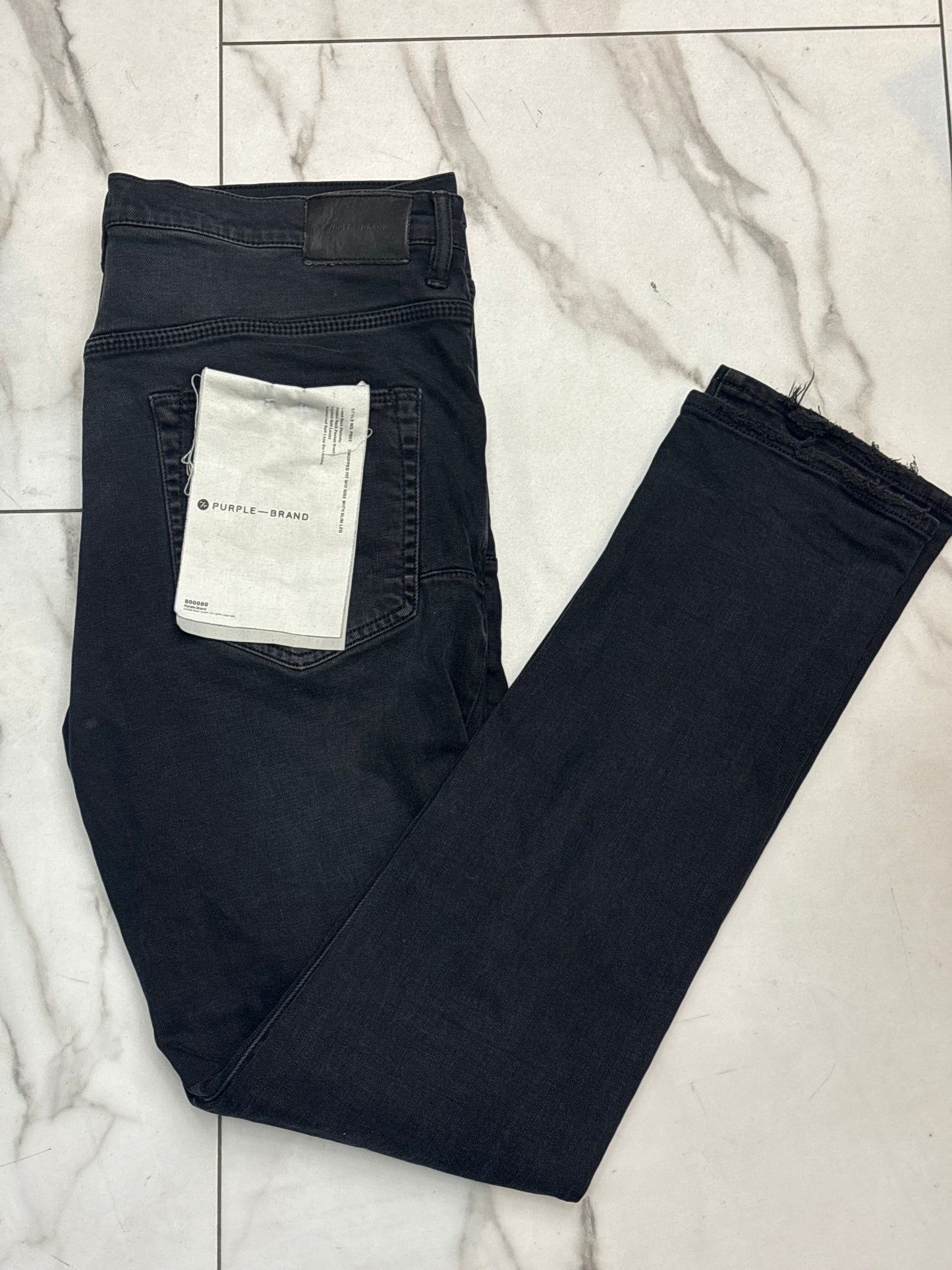 Black white paint splatter purple jeans USED WITH BACK TAG