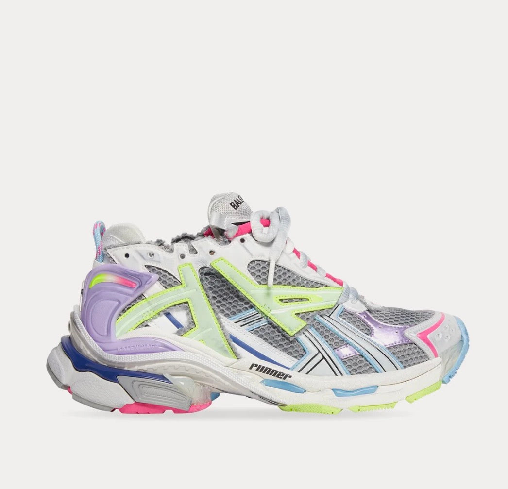 Balenciaga Runner Leather Free grey light purple neon yellow white