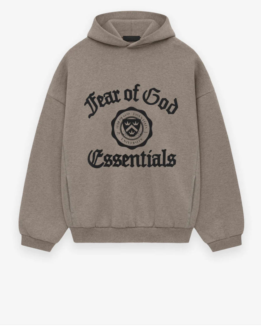 Essential #15# Heavy Heather Gray Fleece Hoodie Black Font