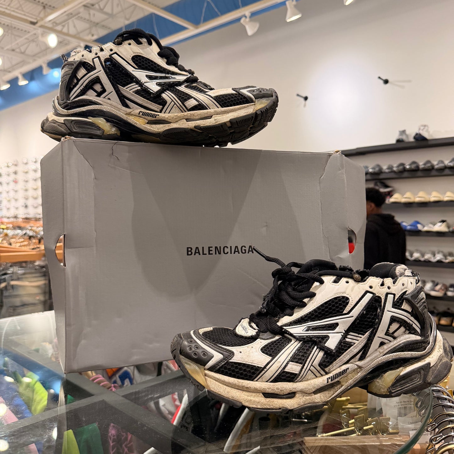 Balenciaga Runner Sneaker 'Black White' Used no insoles