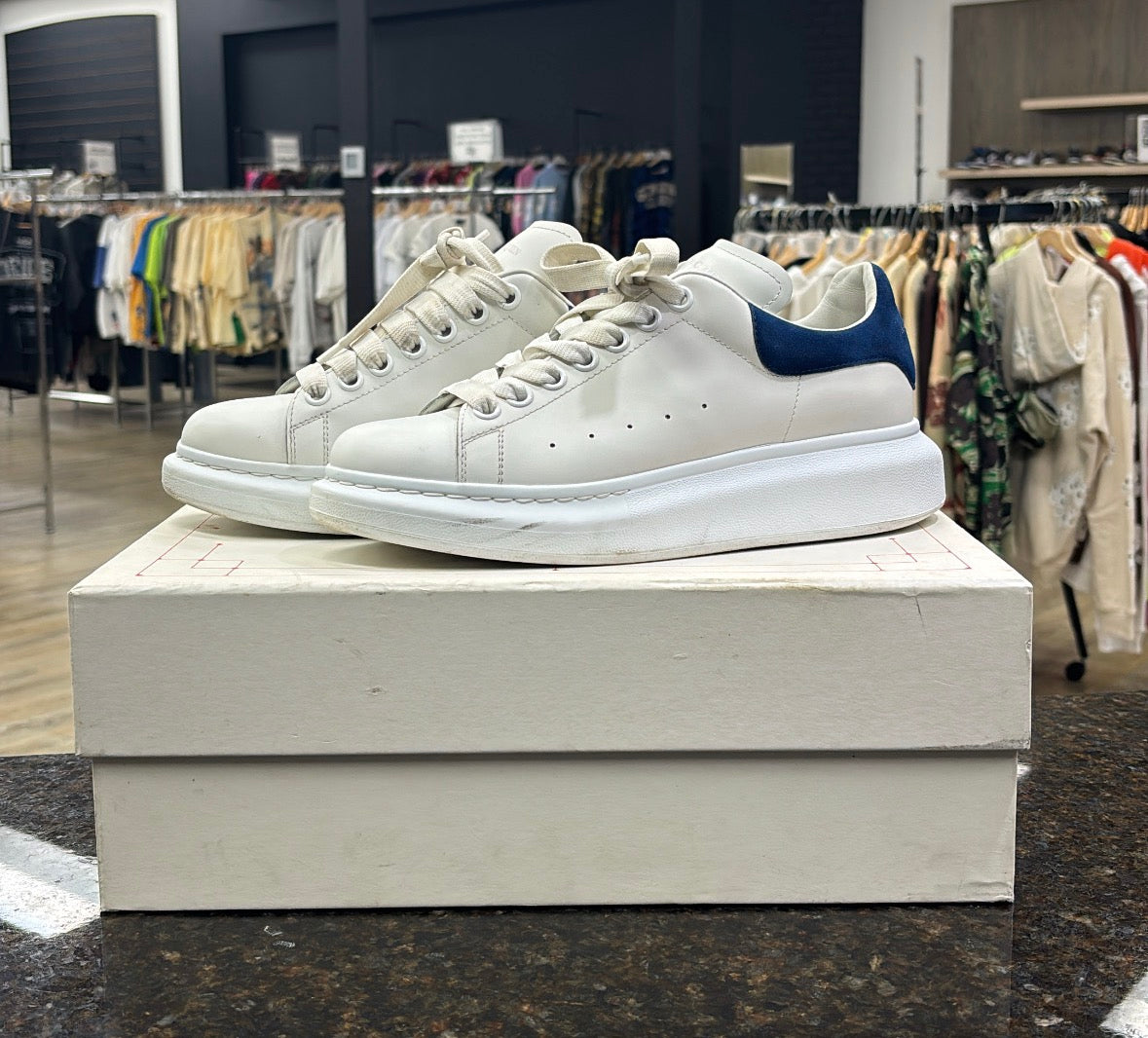 Alexander McQueen White and blue Used with box