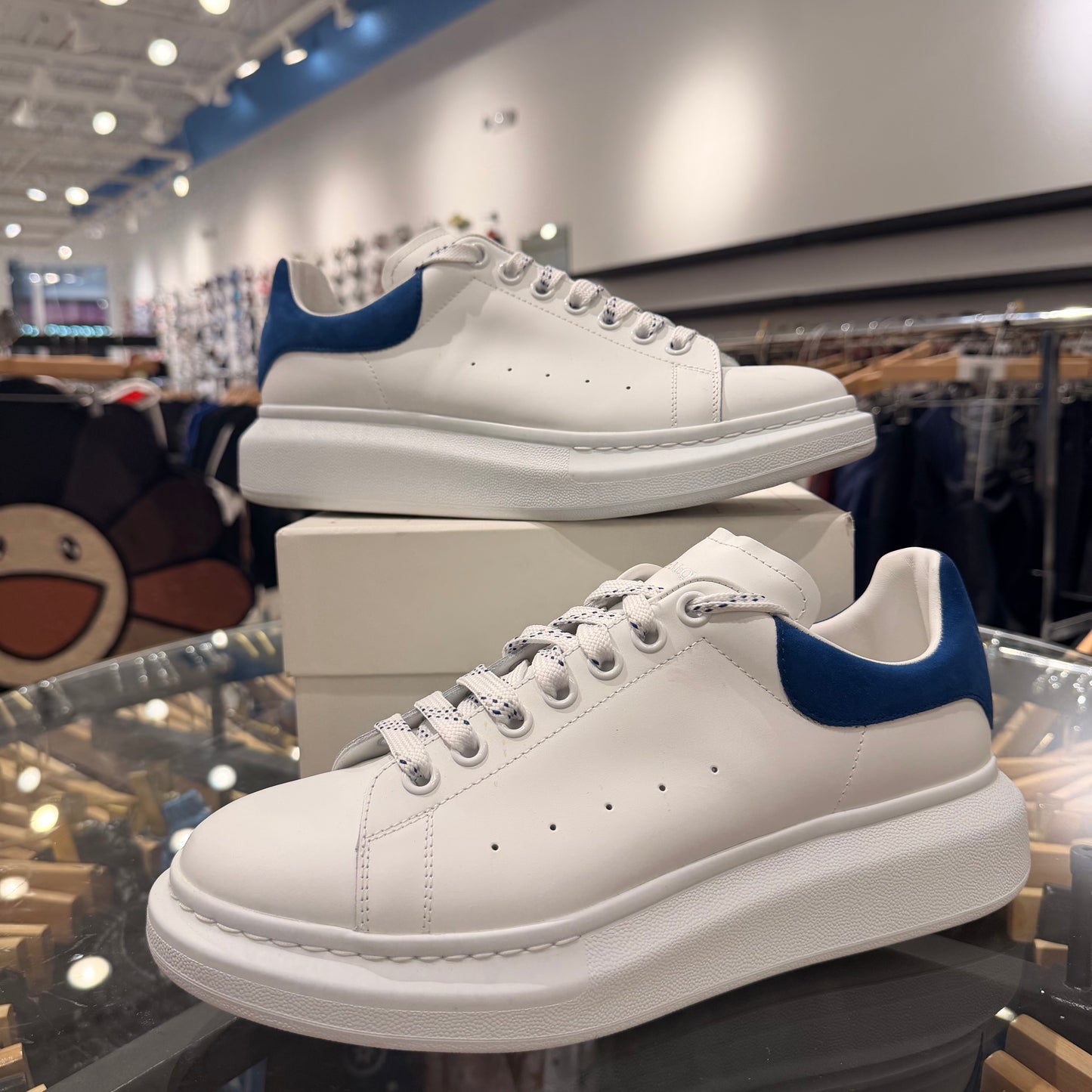 Alexander McQueen White Blue Leather Used