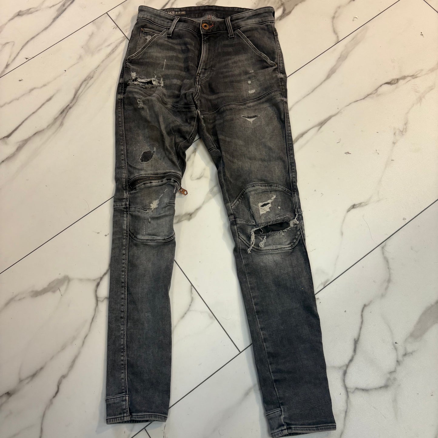 Grey Knee Zipup Gstar Jean