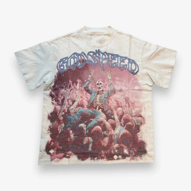 Godspeed skeleton crowd surf white tee