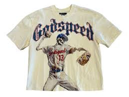 God Speed cream skeleton pitcher tee
