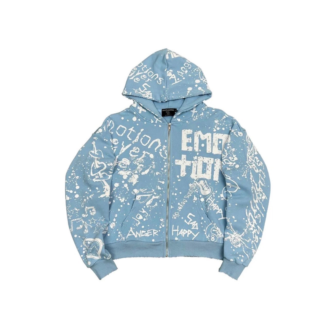 Mixed Emotions Blue Graffiti Hoodie