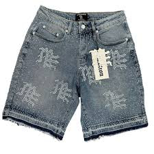 Mixed Emotion #8 Rhinestone denim blue shorts
