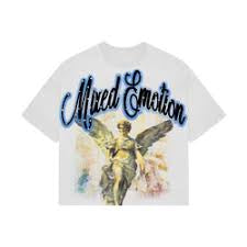 Mixed Emotion #34 white rhinestone angel Tee
