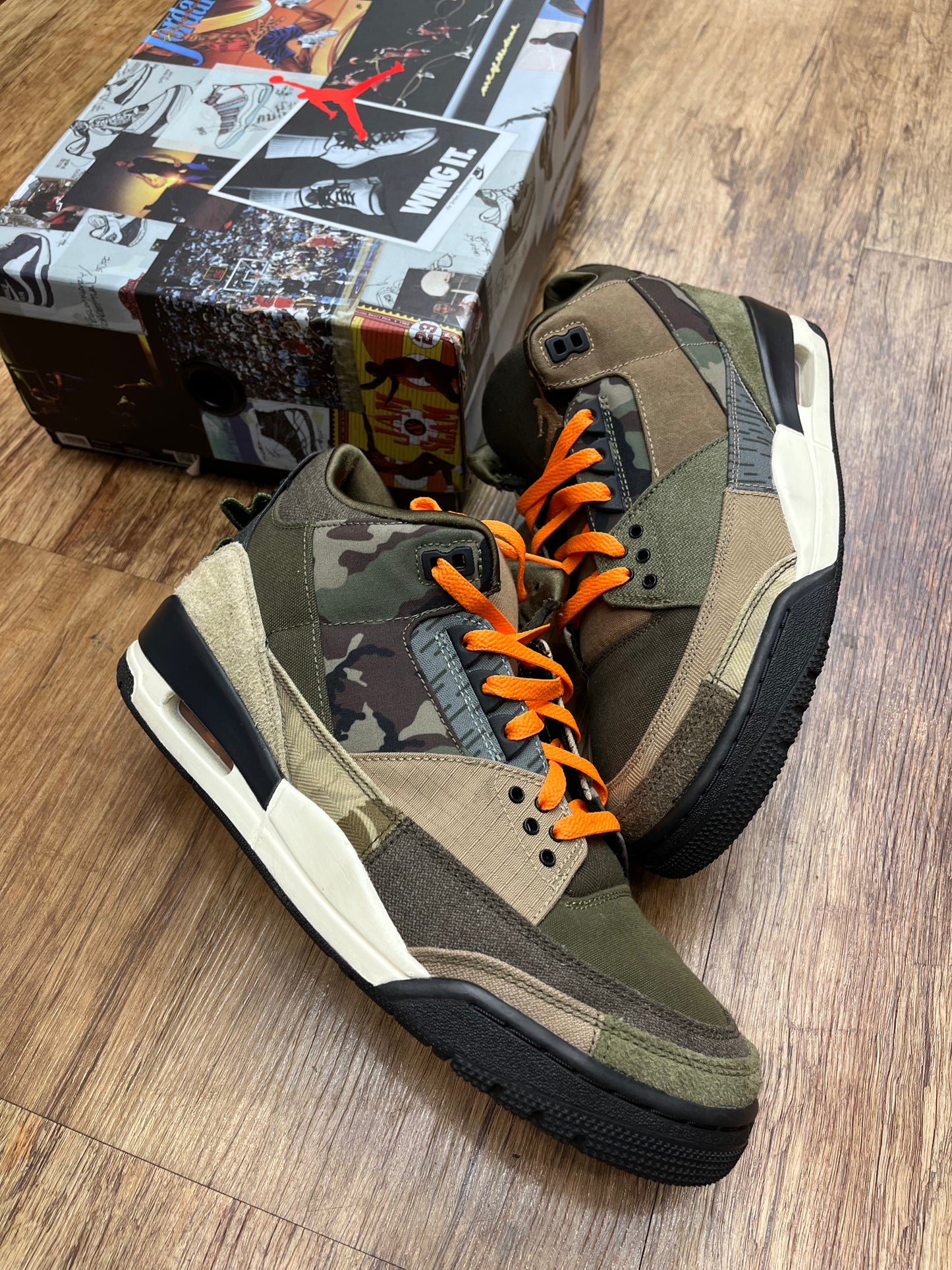Used Jordan 3 patchwork camo with box