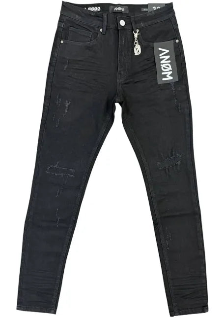 ANOM Granite Jet Black Skinny Jeans