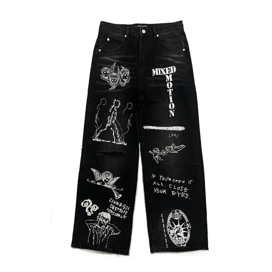 Mixed Emotions Black Canvas Denim Jeans