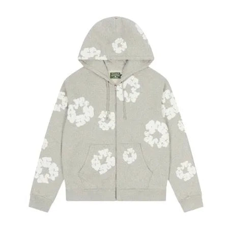 Denim Tears Grey Cotton Wrath Zip Up Hoodie