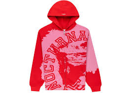 Sp5der Red Nocturnal Zip Up Hoodie