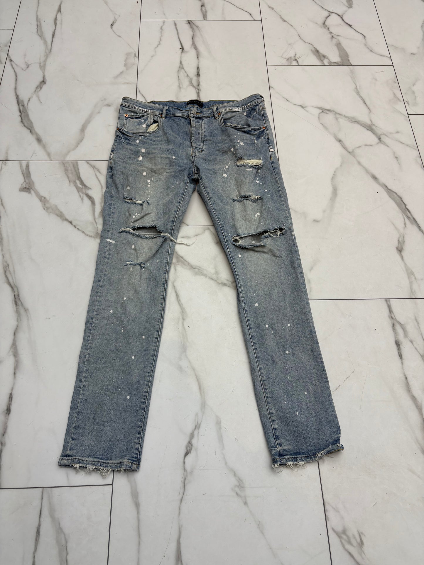 Purple Jeans ‘White paint splatter’ W Back Tag PRE-OWNED