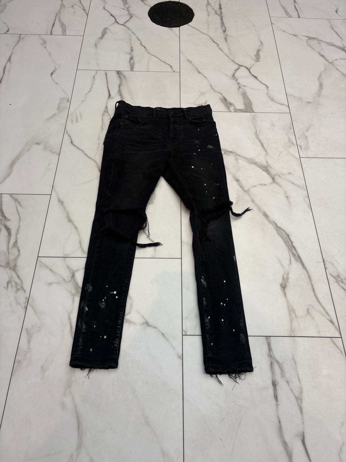 Purple Jeans ‘Black W White Splatter Paint’ PRE-OWNED