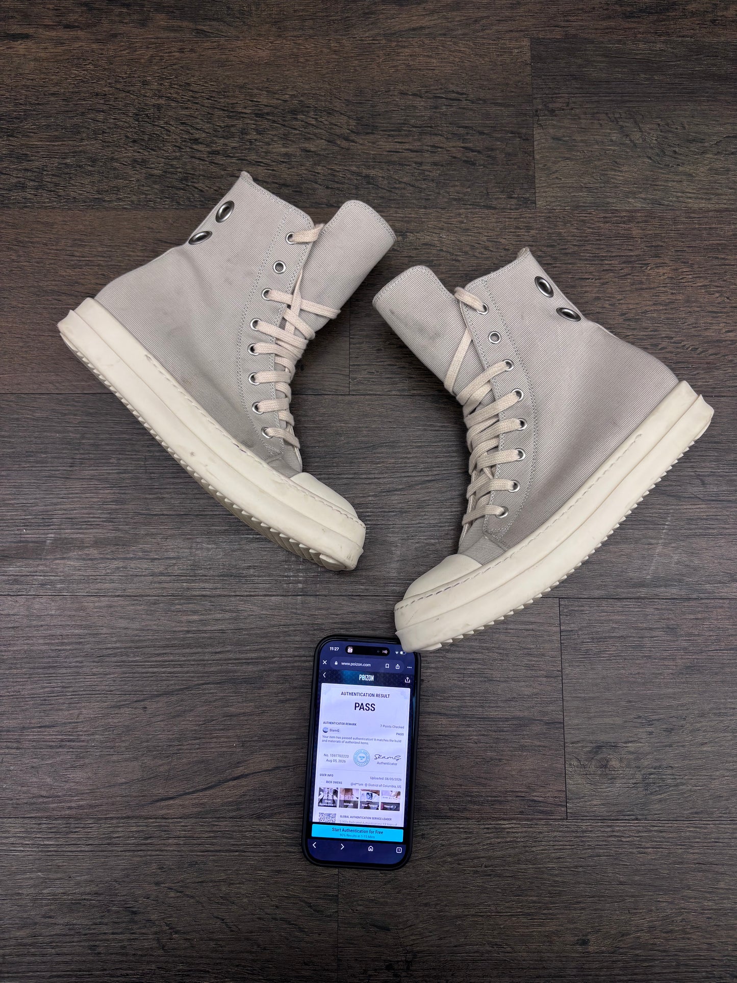 Rick Owen’s Leather High-Top Boots used No Box