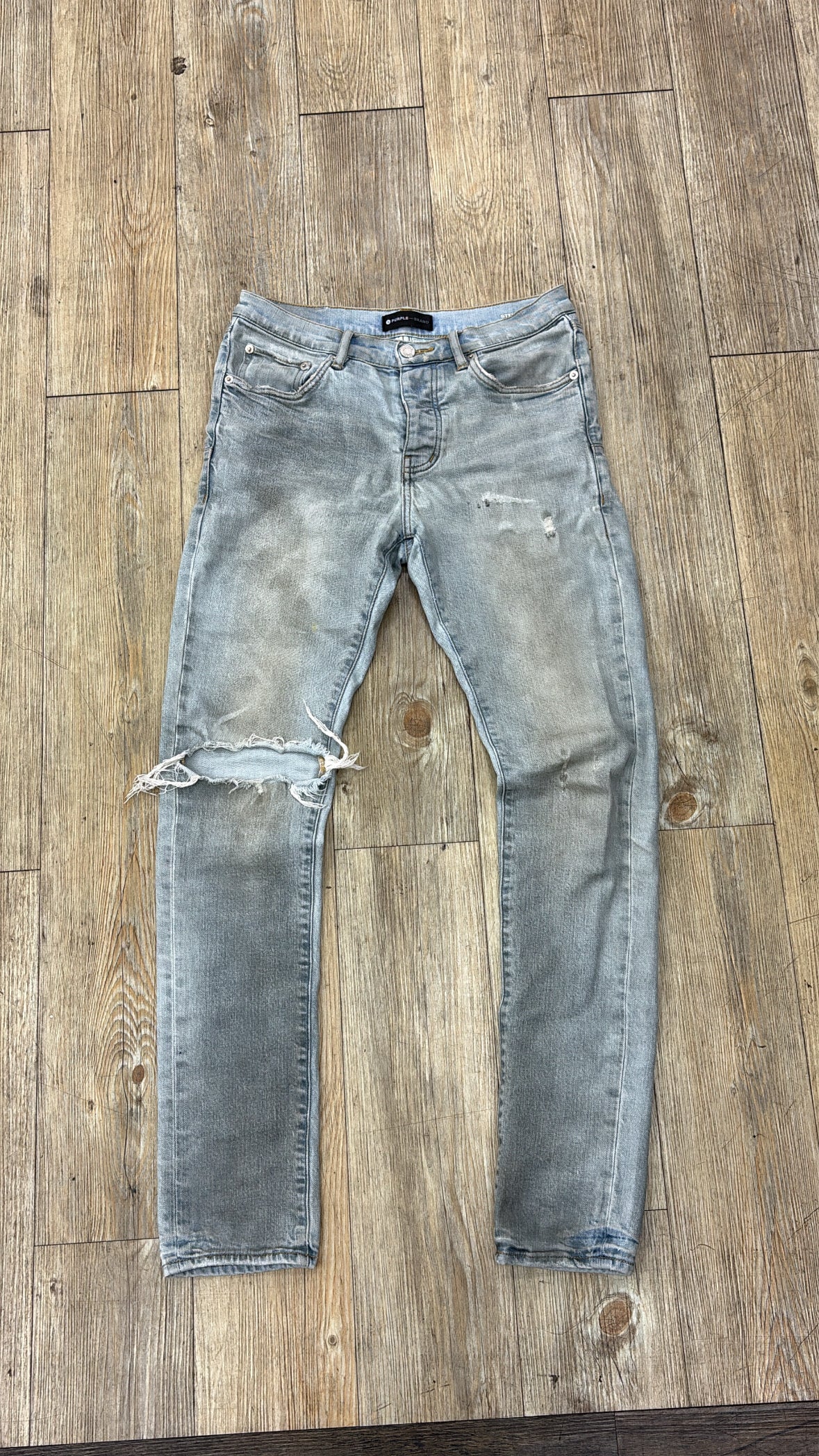 Purple Light Indigo Distressed Skinny Jeans Preowned