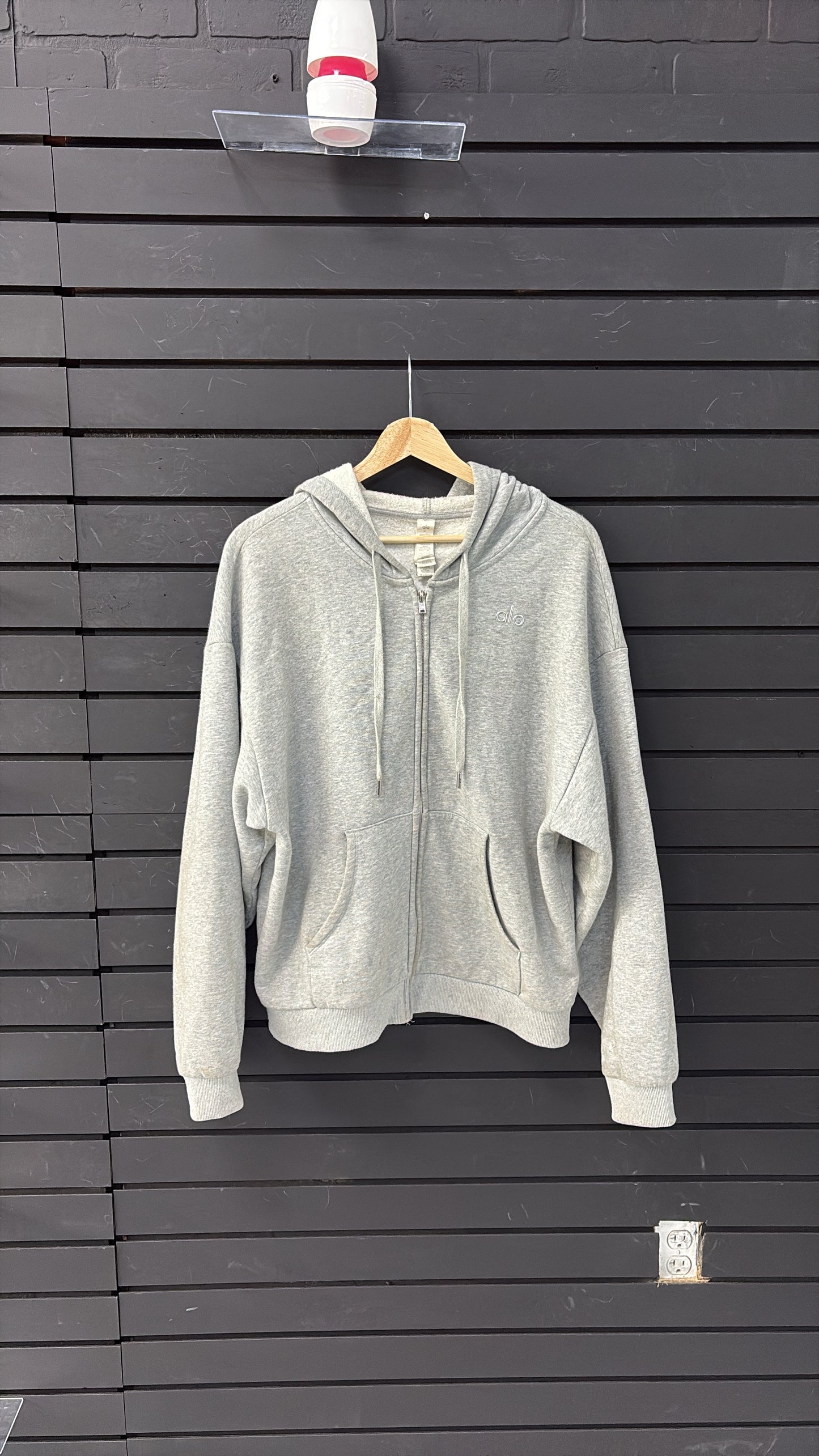 ALO Grey Zip Up Hoodie USED