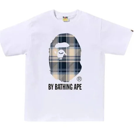 Bape White Blue Check Tee