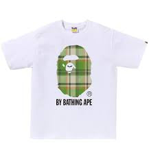 Bape White Green Checkered Tee