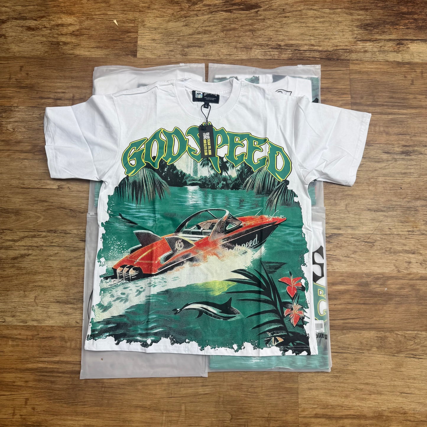 Godspeed speedboat white tee